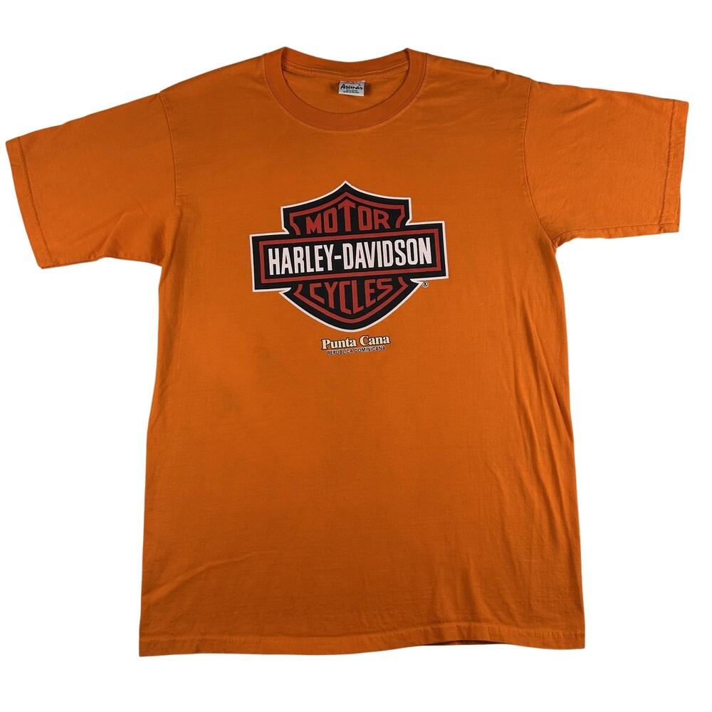 Harley-Davidson Shirt Mens Large Orange Punta Cana Dominican Biker Graphic Tee